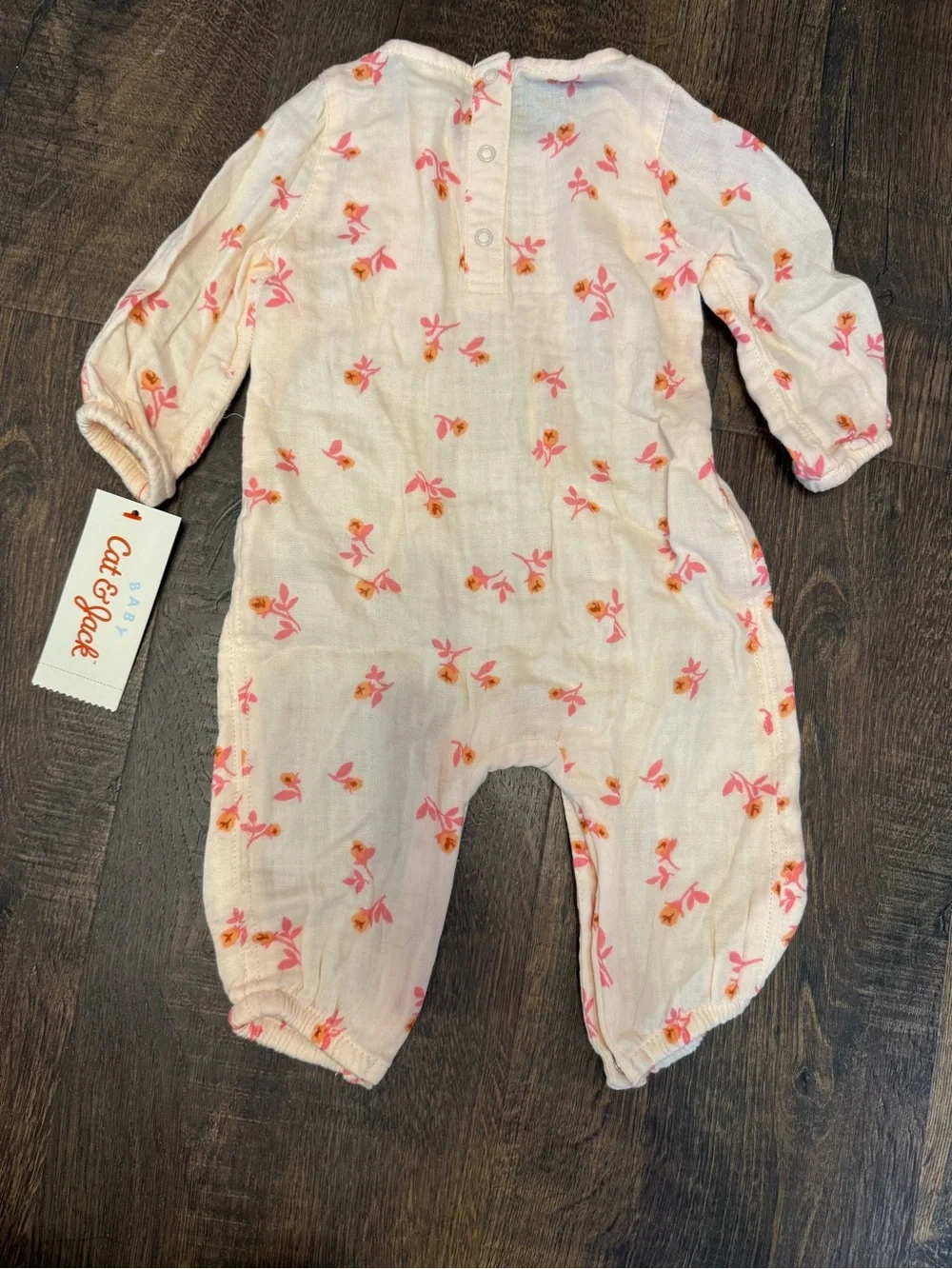 Cat & Jack Light Pink One-Piece Romper with Pink Floral Print